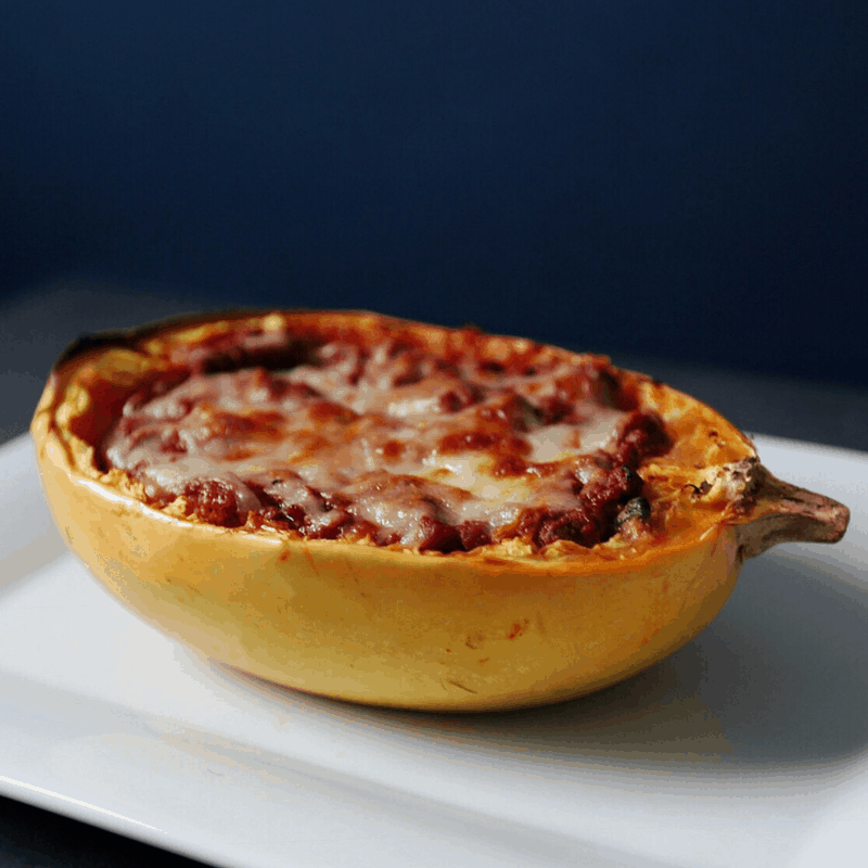 Low FODMAP spaghetti squash lasagna on plate