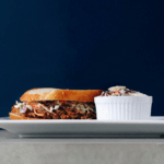 Low FODMAP Pulled Pork sandwich on plate
