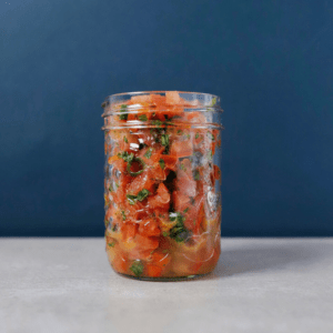 Low FODMAP Salsa in glass jar