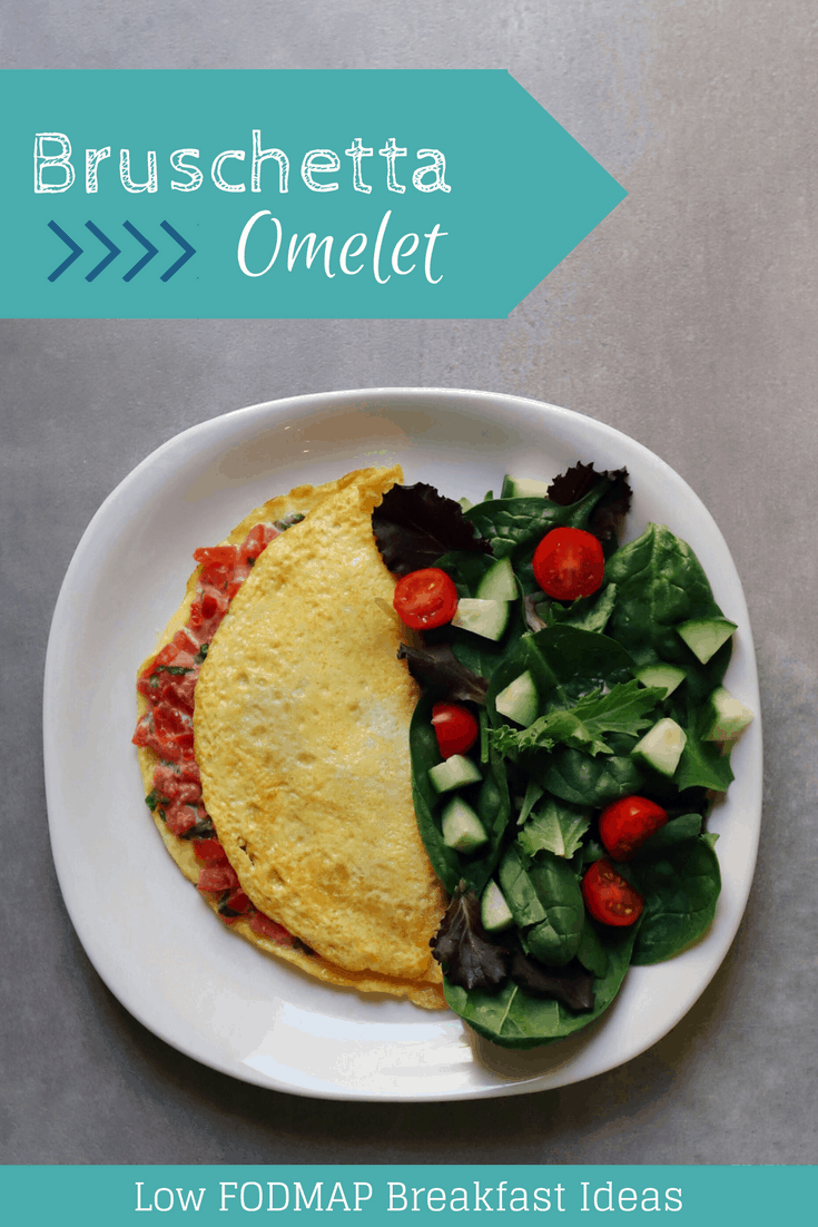 Low FODMAP Bruschetta Omelet with text overlay saying same