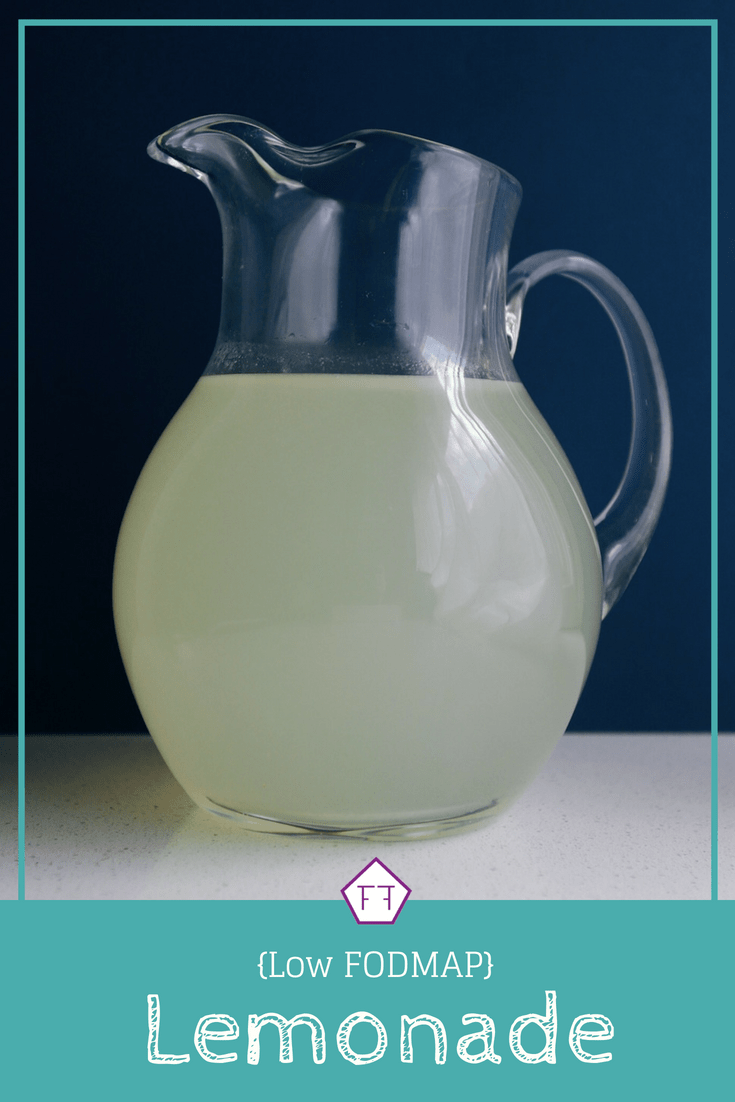 Low FODMAP Lemonade in pitcher