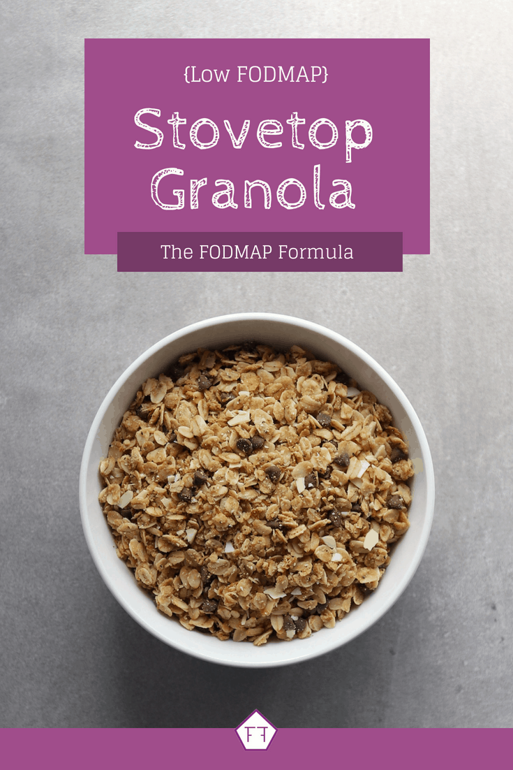 Low FODMAP Stovetop Granola in bowl