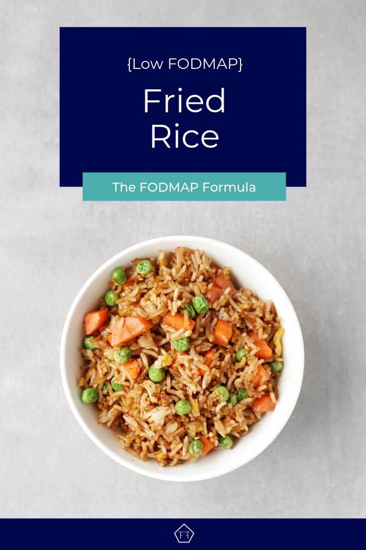 Low FODMAP fried rice with peas and carrots in bowl - Pinterest 2