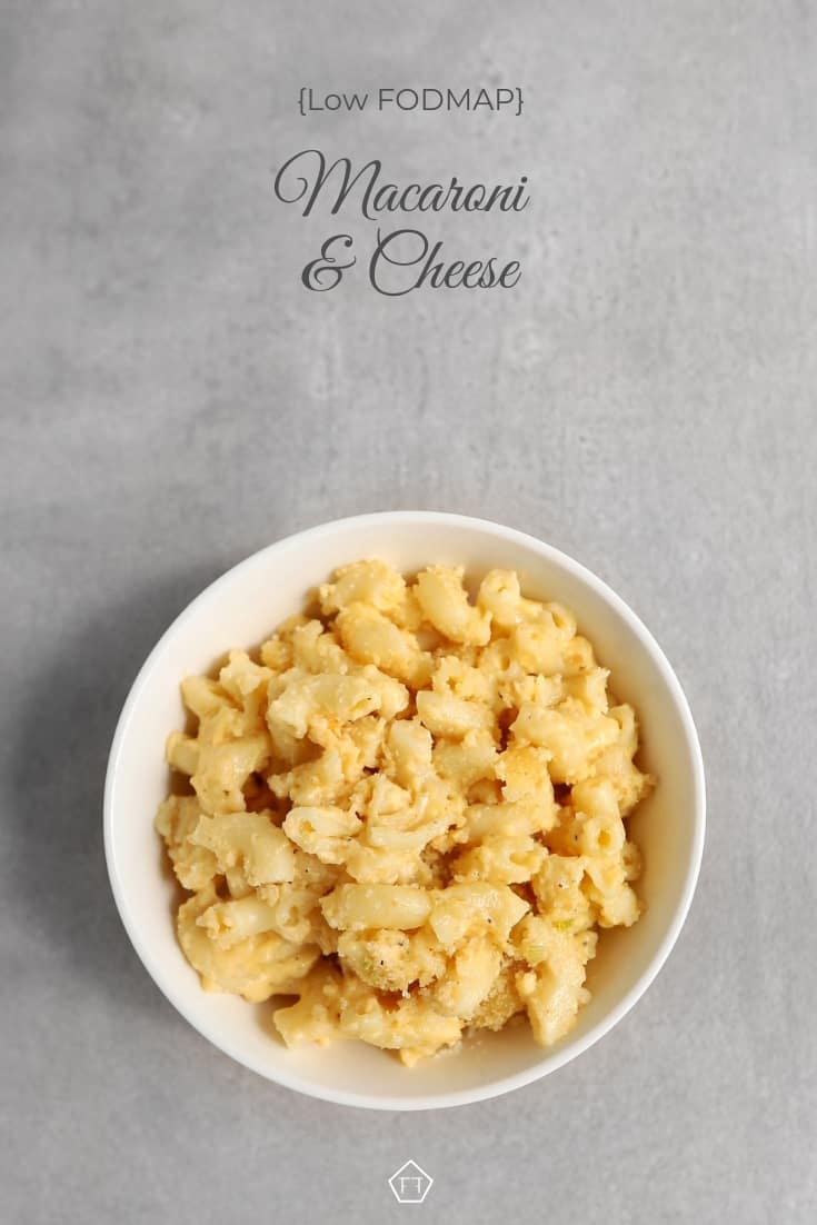 Low FODMAP macaroni and cheese in small bowl - Pinterest 8