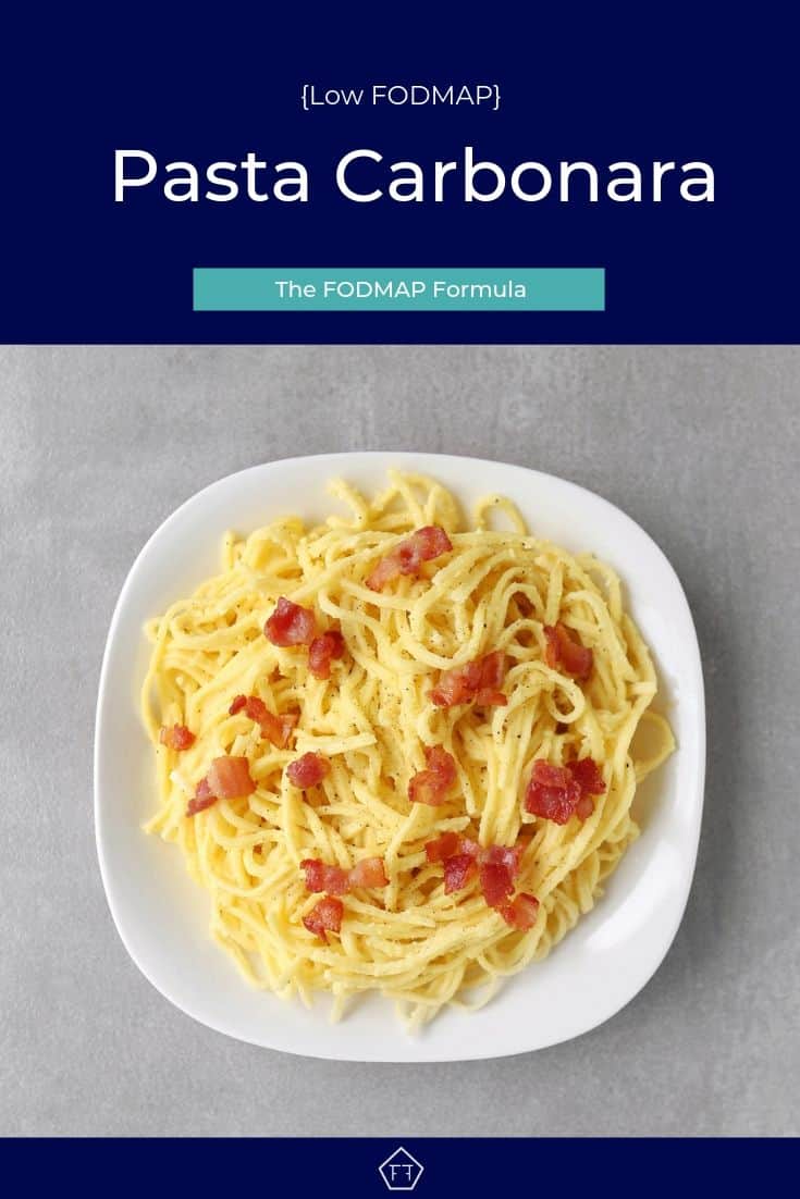 Low FODMAP Pasta Carbonara with Bacon Slices - Pinterest 3