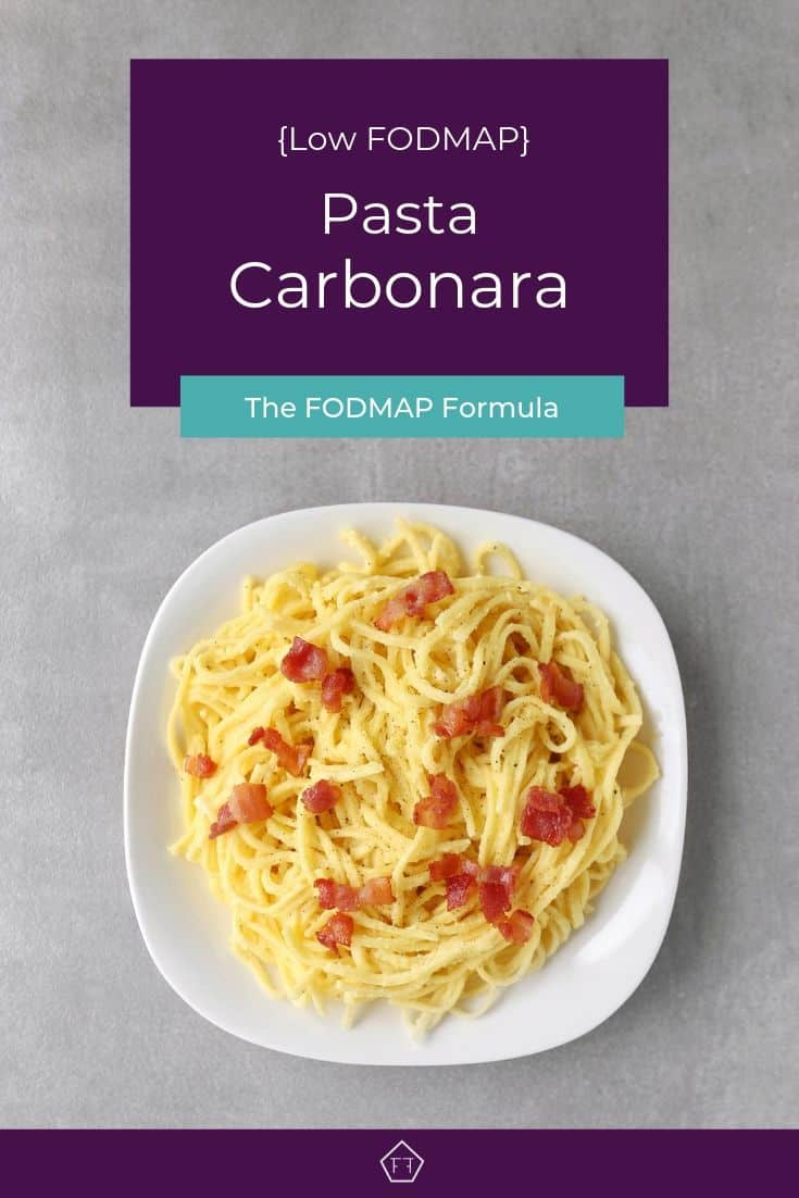 Low FODMAP Pasta Carbonara with Bacon Slices - Pinterest One