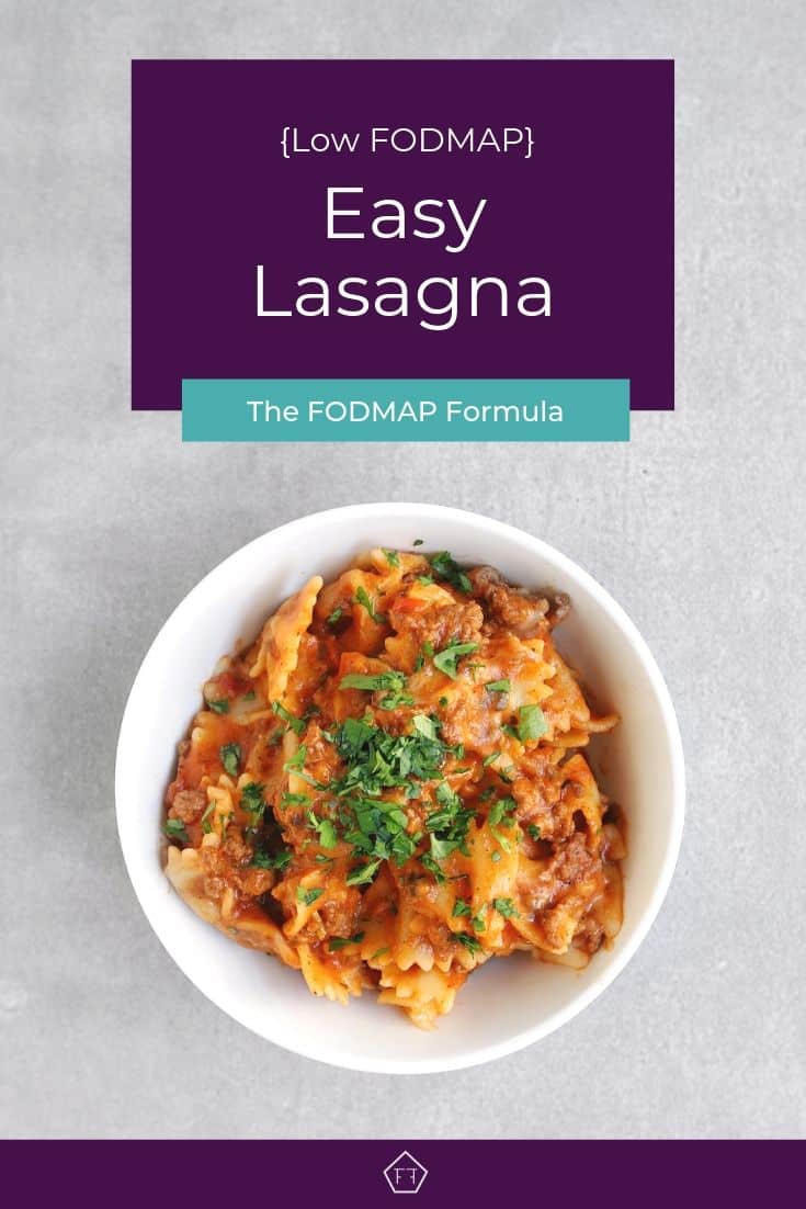 Easy Low FODMAP Lasagna in bowl with fresh parsley - Pinterest 1