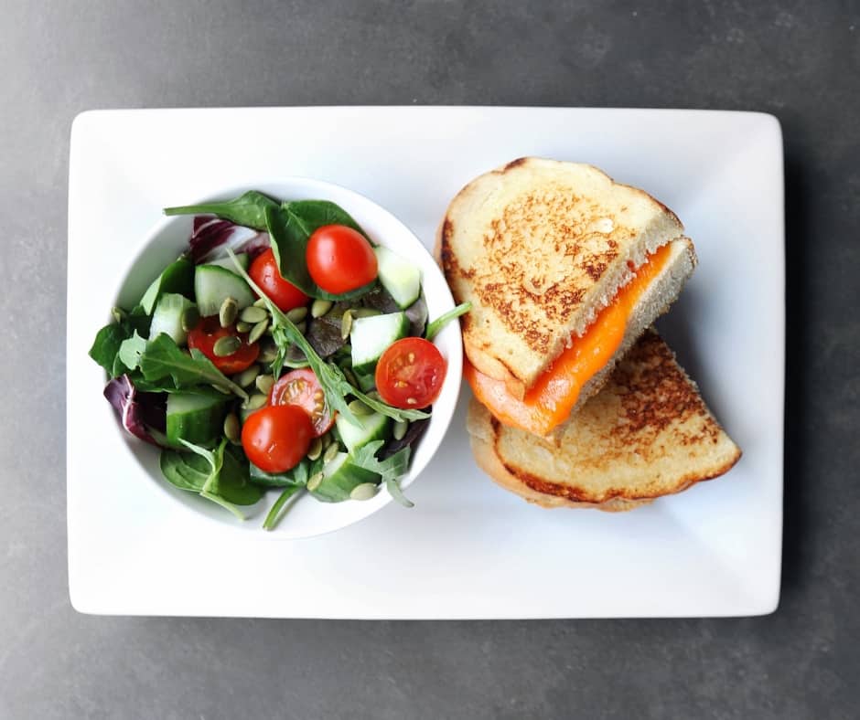 Low FODMAP Grilled Cheese with Side Salad - 940 x 788