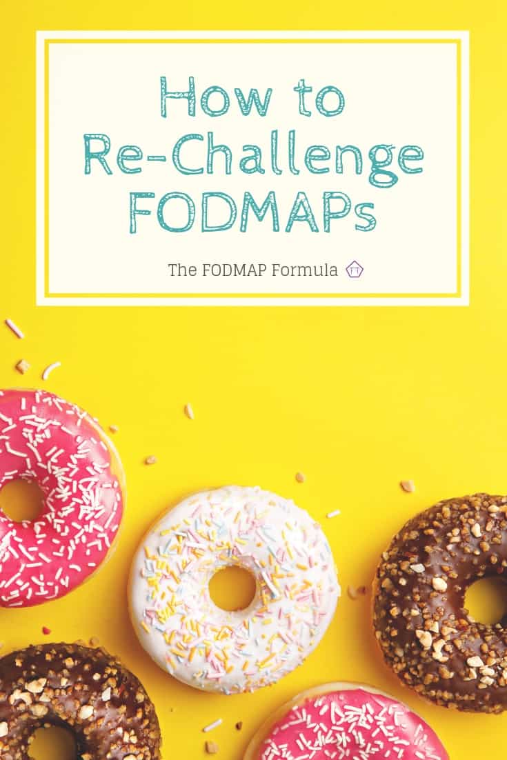 Doughnuts on yellow background with text overlay: How to Re-Challenge FODMAPs