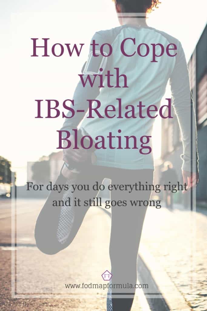Runner stretching with text overlay: How to cope with IBS-related bloating