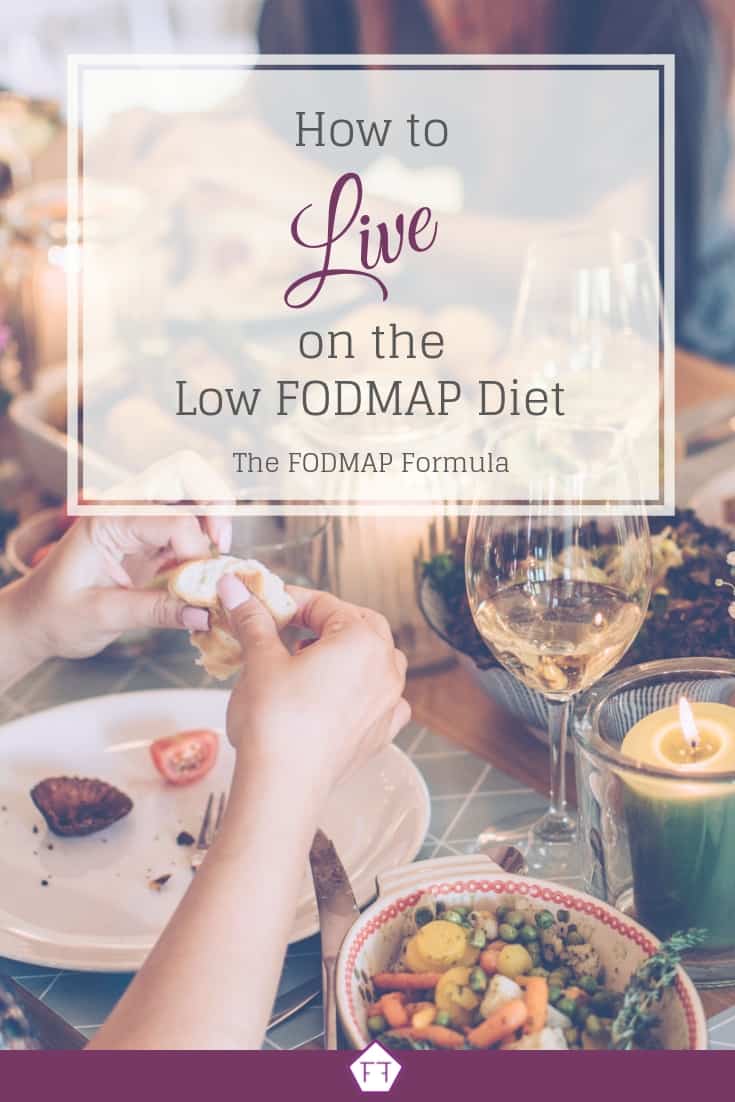 Dinner party with text overlay: How to live on the Low FODMAP Diet