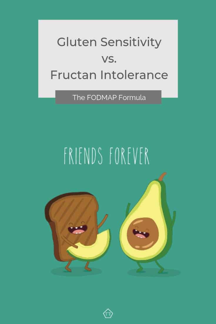 Illustration of toast and avocado playing with text overlay: Gluten Sensitivity vs. Fructan Intolerance