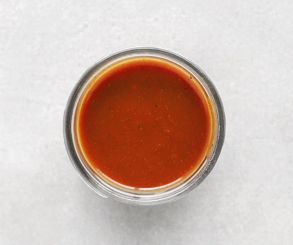 Low FODMAP BBQ sauce in small mason jar