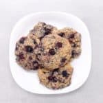 Low FODMAP Blueberry Breakfast Cookies on white plate