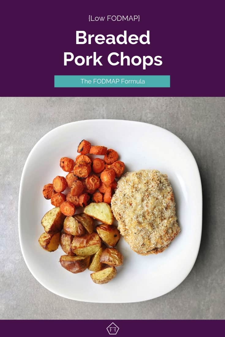 Low FODMAP Breaded Pork Chops with vegetables - Pinterest 2