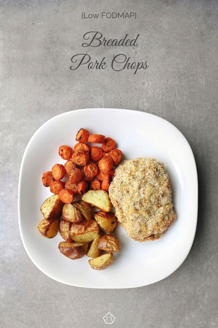 Low FODMAP Breaded Pork Chops with vegetables - Pinterest 4