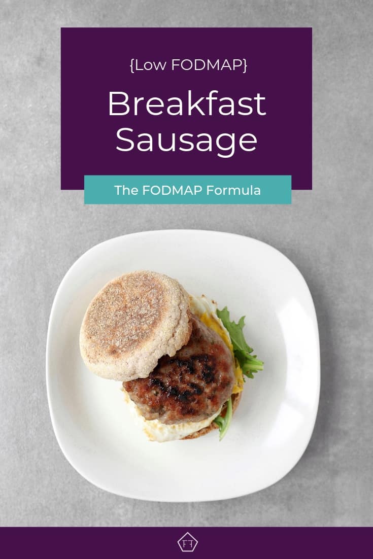 Low FODMAP Breakfast Sausage Sandwich on Plate - Pinterest 2