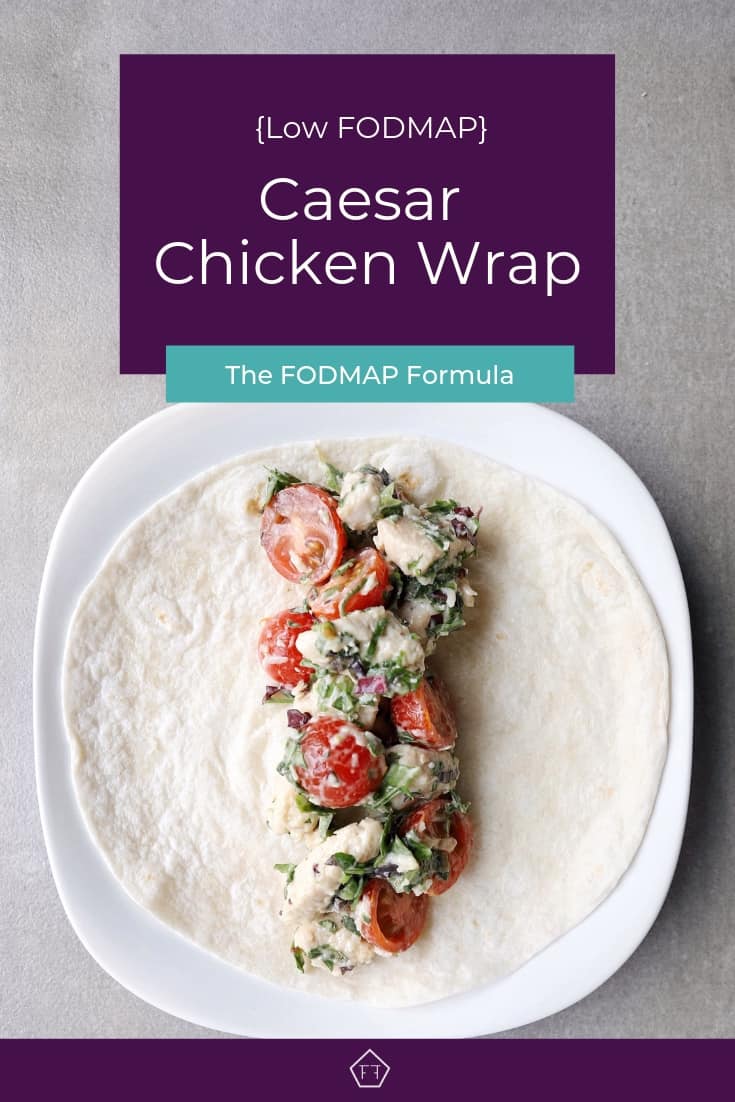 Low FODMAP Chicken Caesar Wrap on plate -Pinterest 2