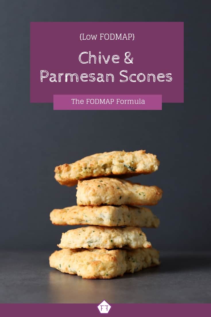 Low FODMAP Chive and Parmesan Scones Stacked on top of one another