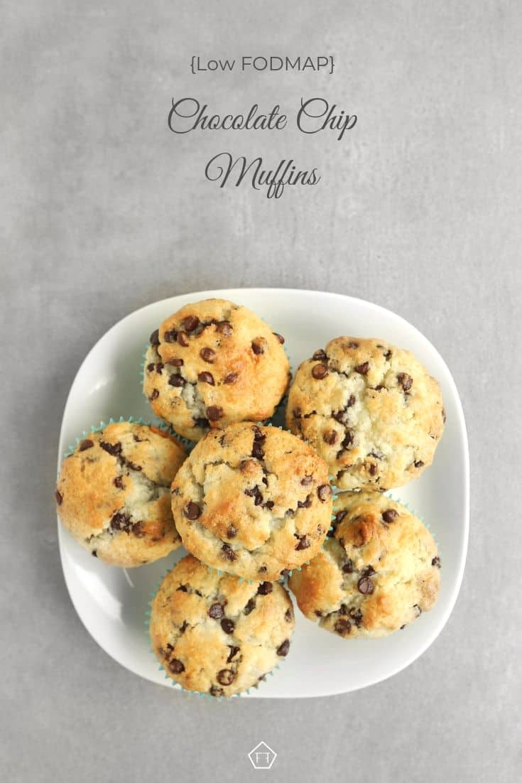 Low FODMAP Chocolate Chip Muffins on Plate - Pinterest 1
