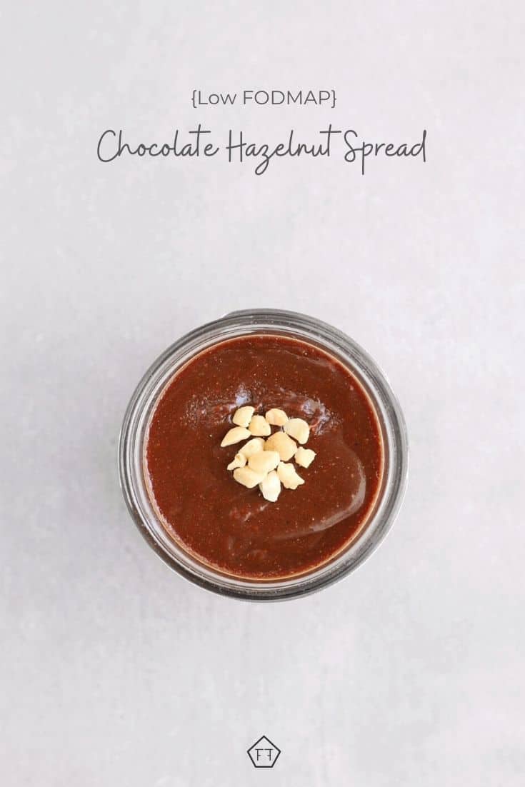 Low FODMAP hazelnut spread in glass jar