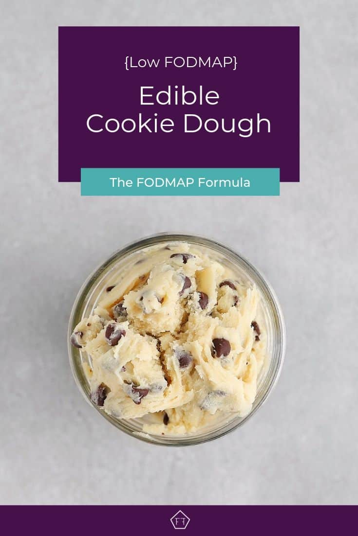 Low FODMAP edible cookie dough in small glass jar - Pinterest 1