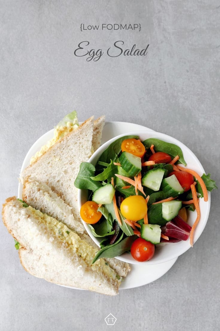 Low FODMAP Egg Salad Sandwich with garden salad - Pinterest 1