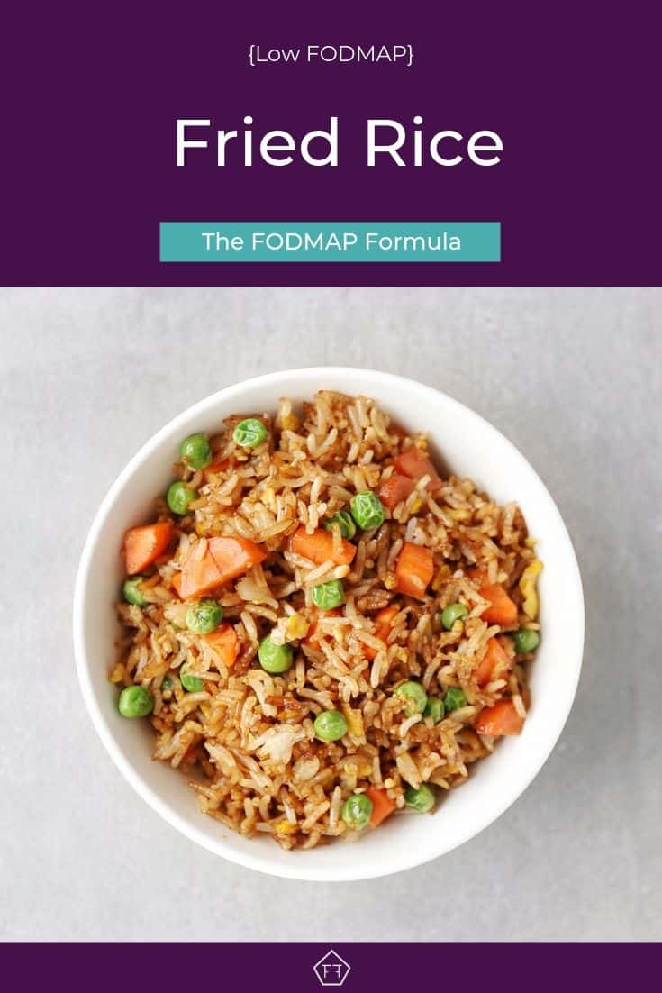 Low FODMAP fried rice with peas and carrots in bowl - Pinterest 4