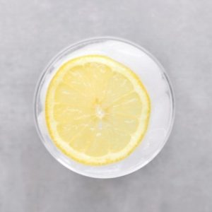 Low FODMAP Gin and Berry Cocktail with lemon wheel
