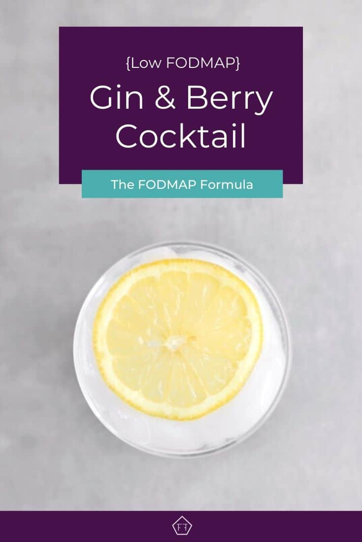 Low FODMAP Gin and Berry Cocktail with lemon wheel