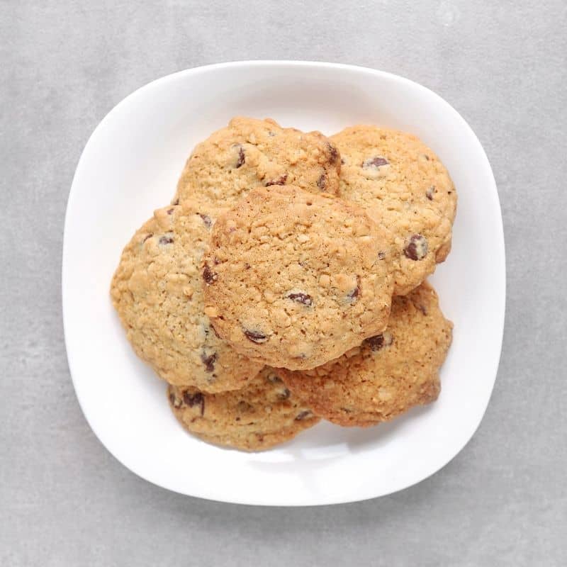 Low FODMAP hazelnut cookies on plate - 800 x 800