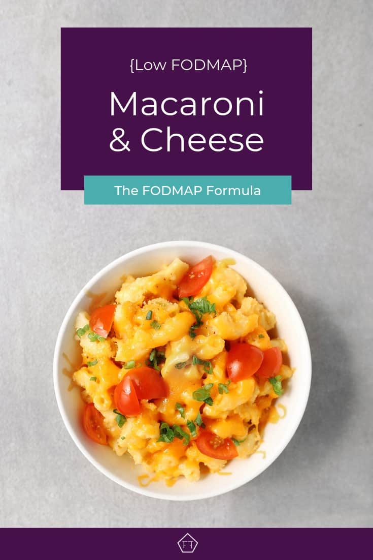 Low FODMAP macaroni and cheese in small bowl - Pinterest 4