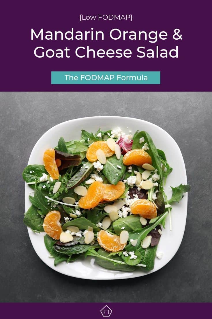 Low FODMAP mandarin orange salad with almonds on plate - Pinterest 1