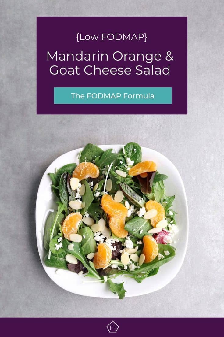 Low FODMAP mandarin orange salad with almonds on plate - Pinterest 3