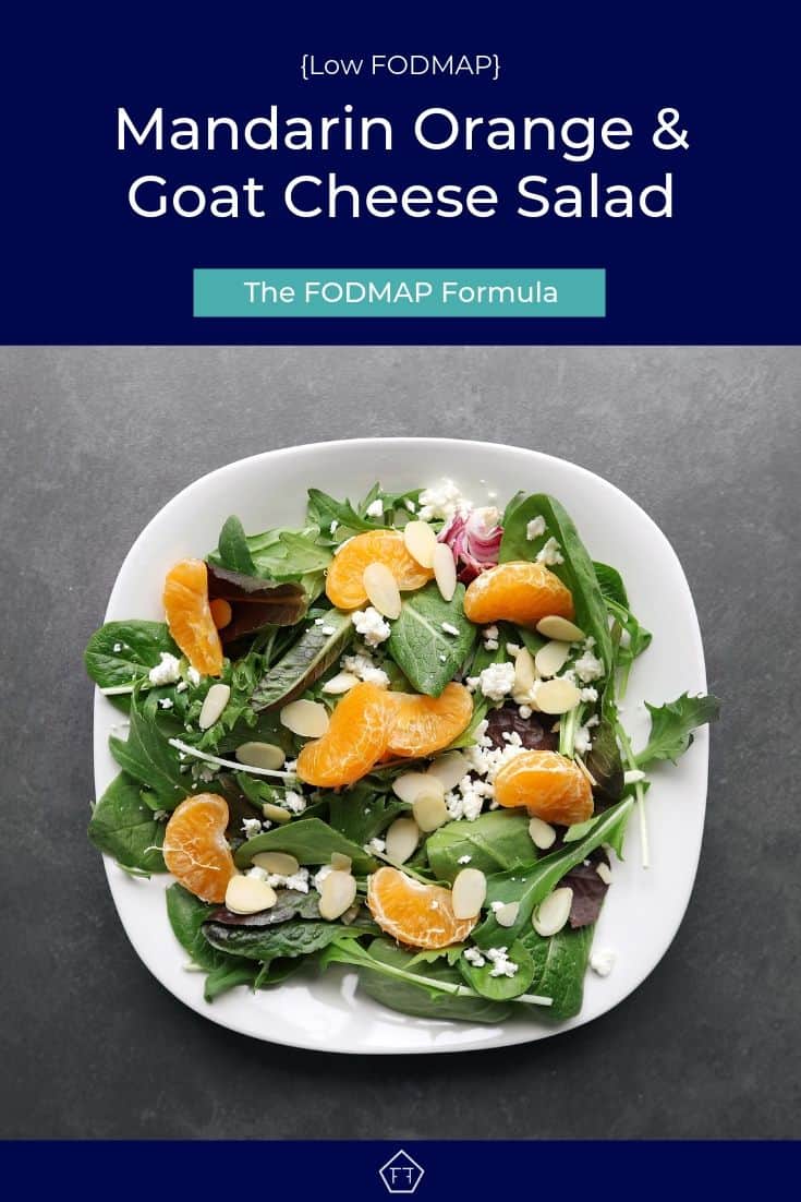 Low FODMAP mandarin orange salad with almonds on plate - Pinterest 4