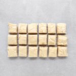 Low FODMAP maple whisky fudge squares on grey tile