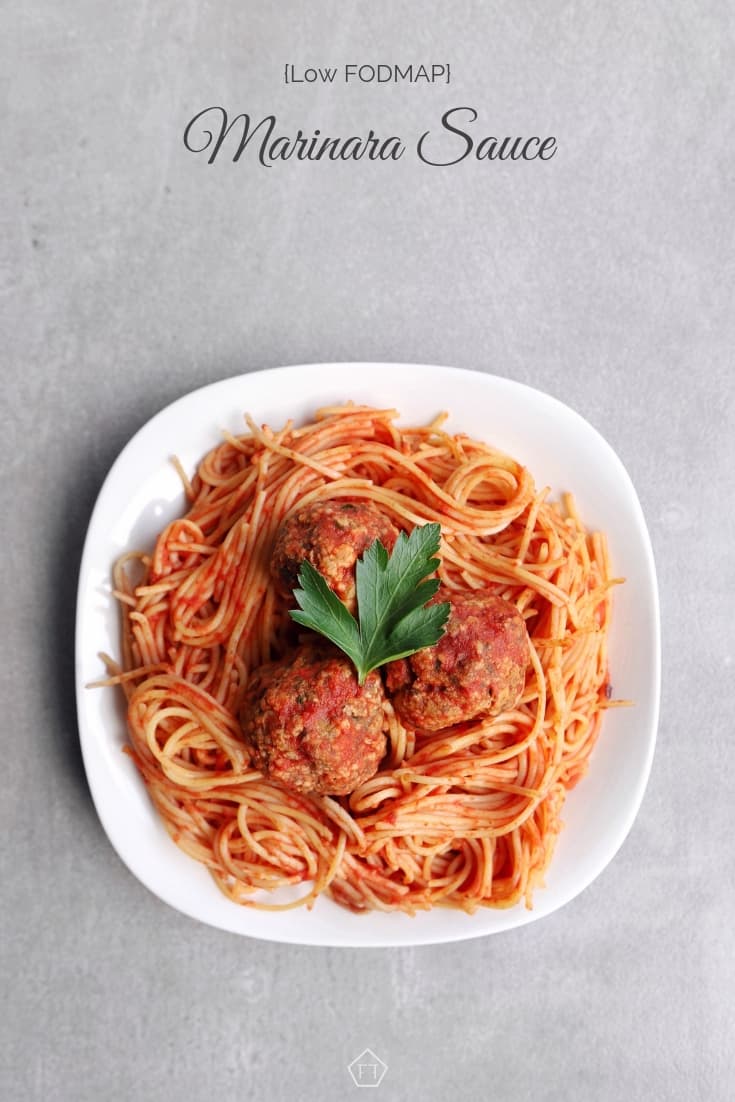 Low FODMAP marinara sauce with meatballs -