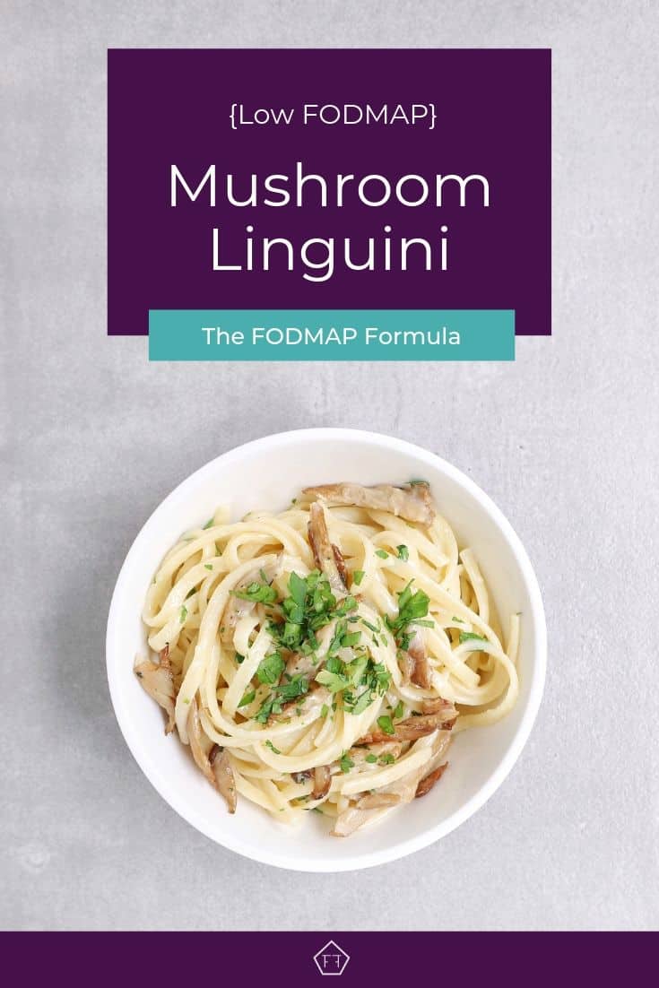 Low FODMAP mushroom linguini with fresh parsley - Pinterest 1