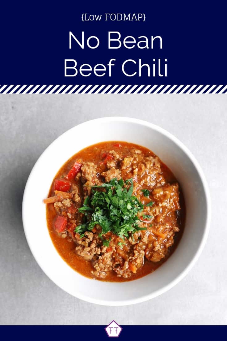 Low FODMAP no bean chili in bowl - Pinterest 2