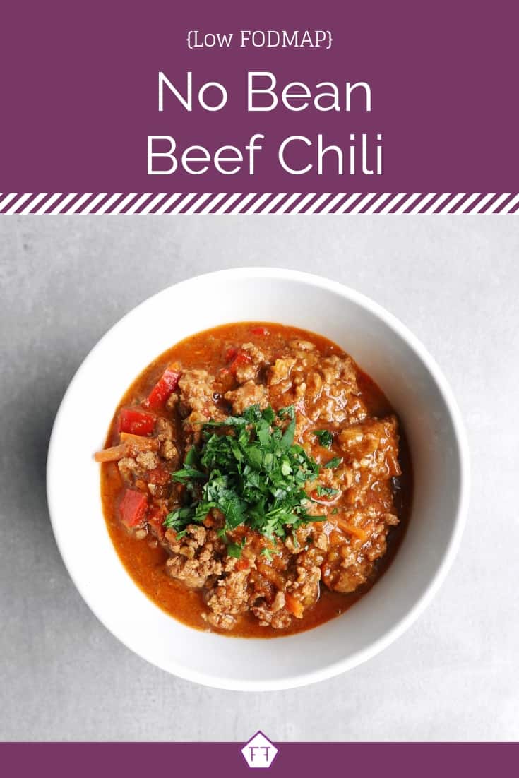 Low FODMAP no bean chili in bowl - Pinterest 3