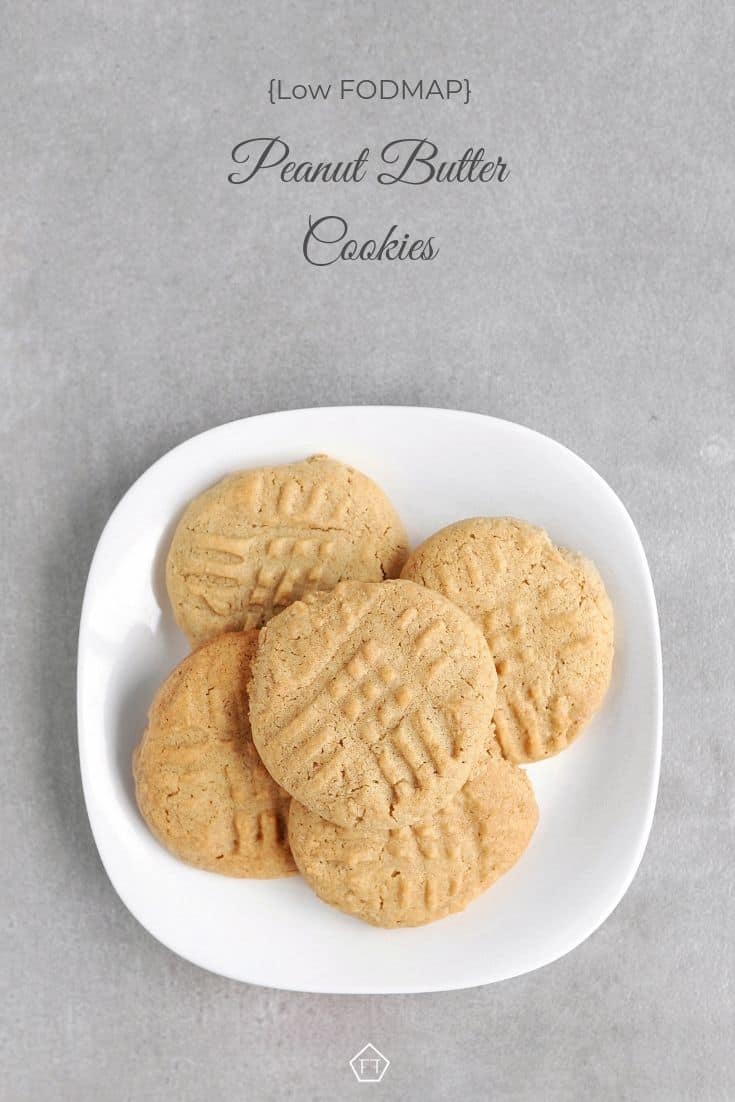 Low FODMAP peanut butter cookies piled on plate - Pinterest 2