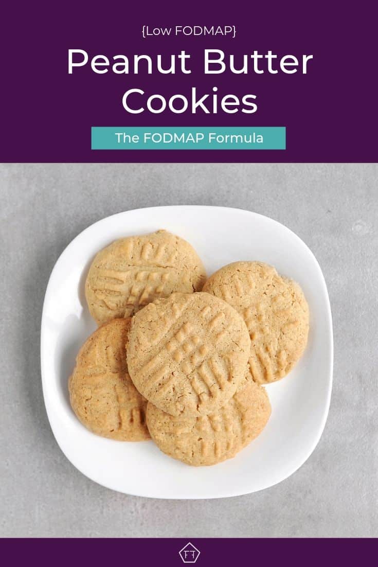 Low FODMAP peanut butter cookies piled on plate - Pinterest 3