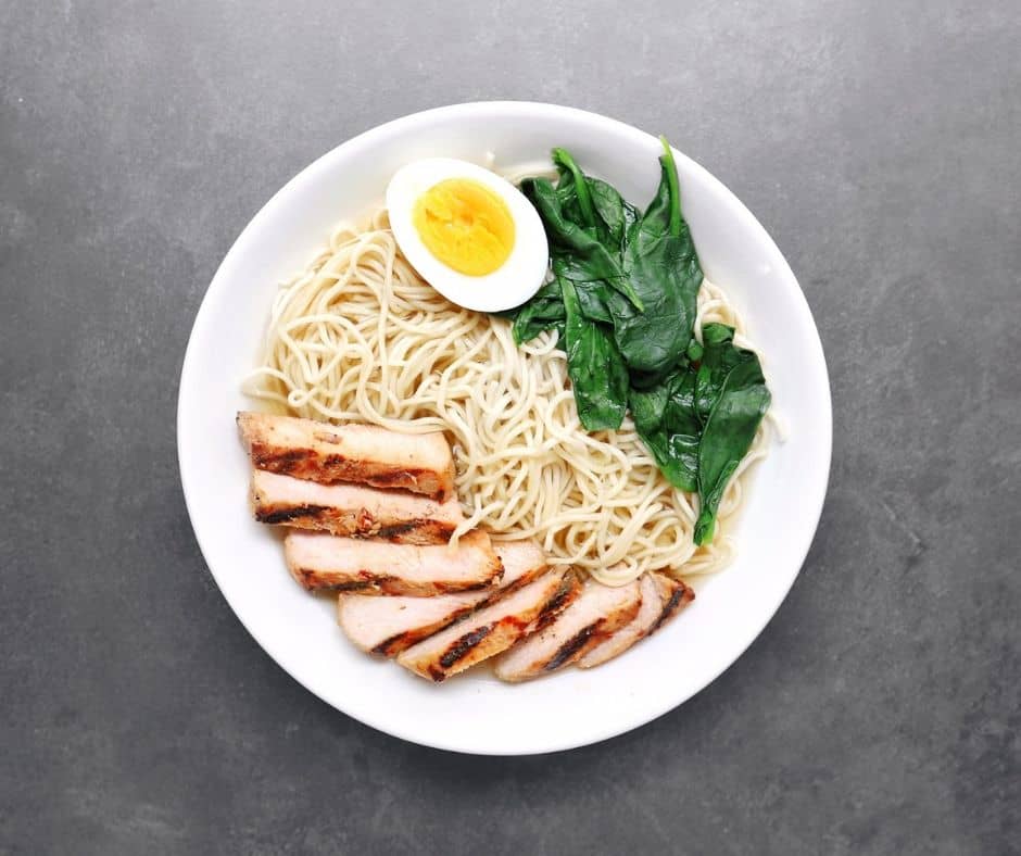 Low FODMAP Ramen in white bowl