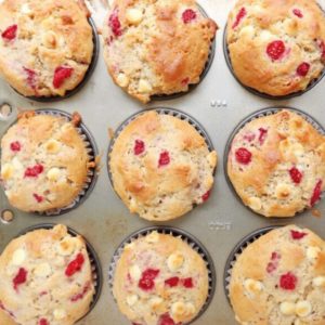 Low FODMAP Raspberry White Chocolate Muffins