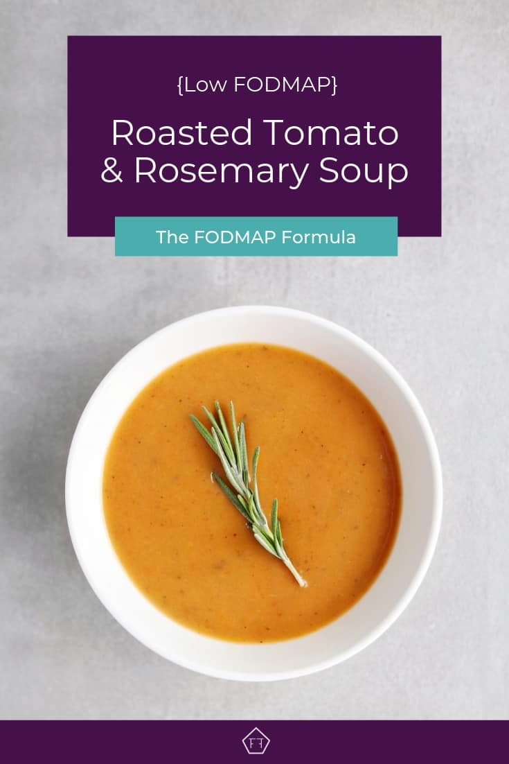 Low FODMAP Roasted Tomato and Rosemary Soup in bowl - Pinterest 2
