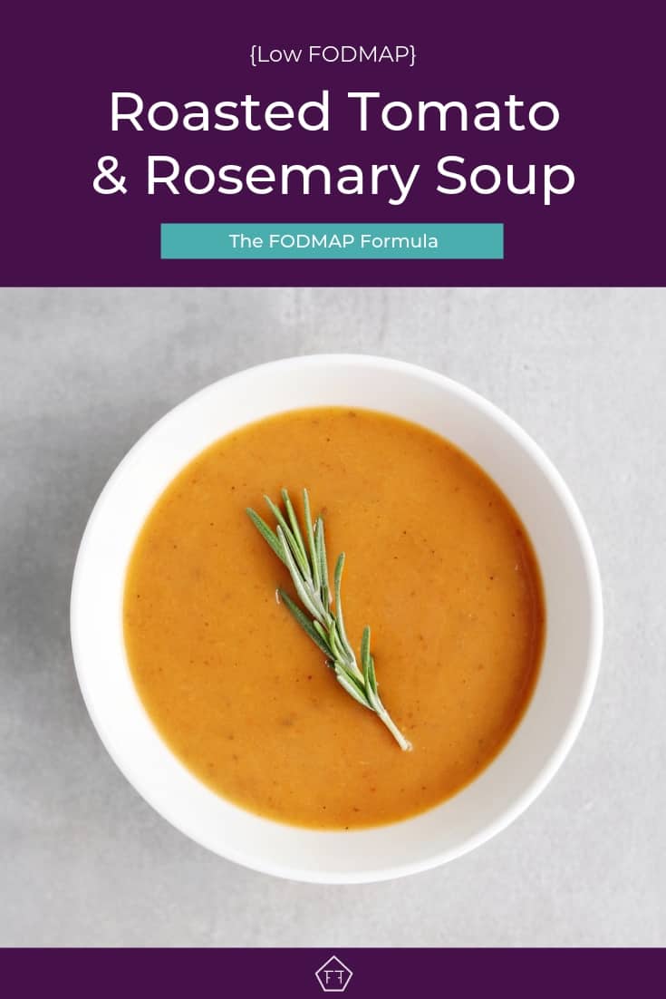 Low FODMAP Roasted Tomato and Rosemary Soup in bowl - Pinterest 4