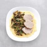 Low FODMAP Rosemary Pork Tenderloin with polenta and roasted mushrooms - Feature Image
