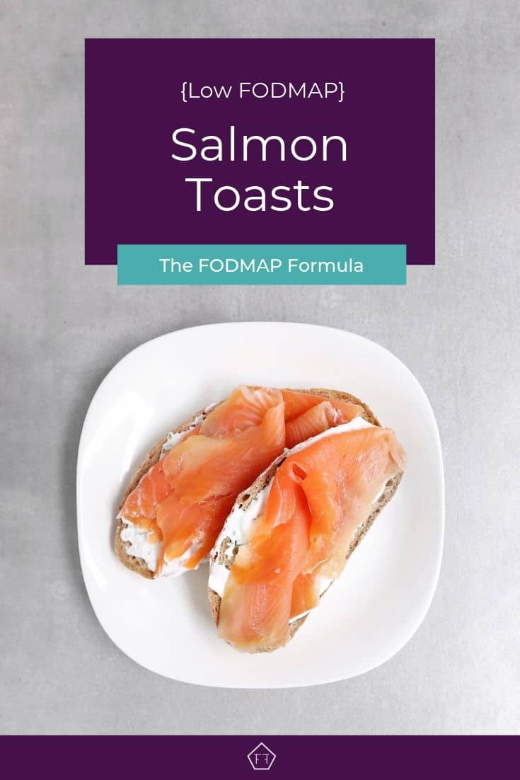 Low FODMAP Salmon Toasts on Plate - Pinterest 1