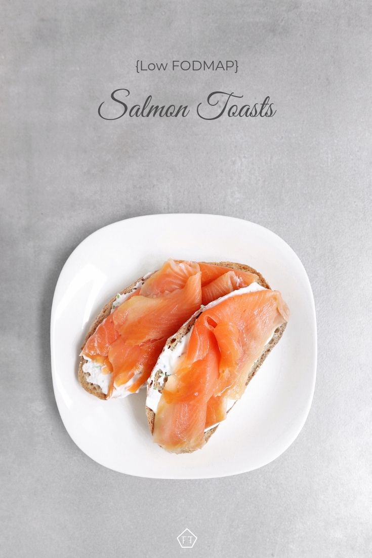 Low FODMAP Salmon Toasts on Plate - Pinterest 2
