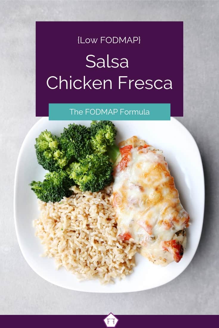 Low FODMAP Salsa Chicken Fresca on Plate with Vegetables - Pinterest 3